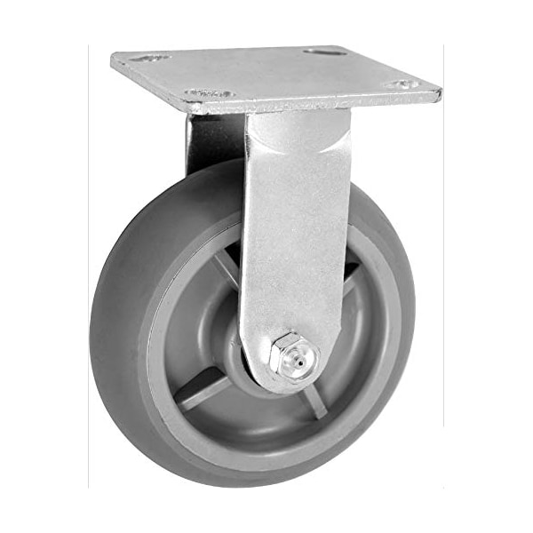 4"x2" Stainless RIDGID/Fixed Caster, Thermo Plastic Rubber Wh